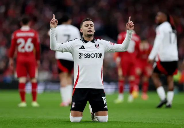 Fulham's Andreas Pereira celebrates scoring their first goal