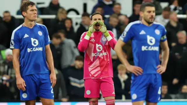 Leicester City's Danny Ward reacts after Newcastle United's Jacob Murphy scored their fourth goal