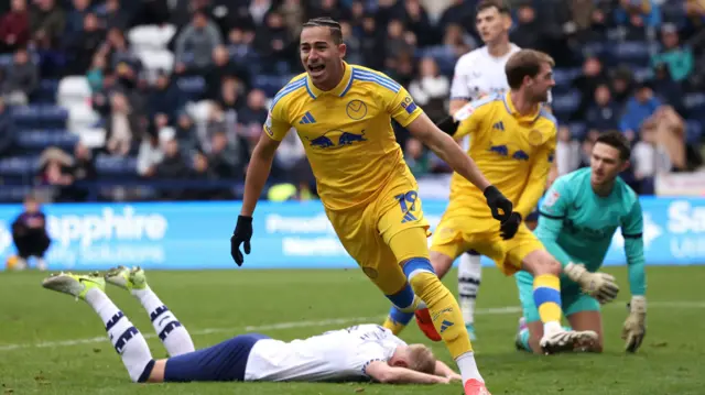 Leeds celebrate their goal