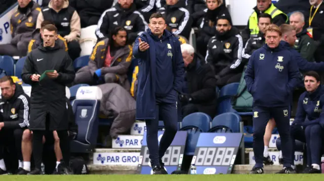 Paul Heckingbottom gestures from the touchline