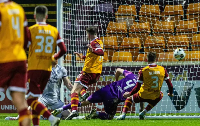 Andy Halliday scores for Motherwell against Dundee United