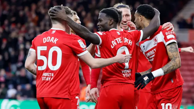 Middlesbrough celebrate scoring against Millwall