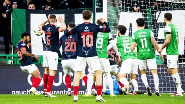 Eli Campbell scores for Ross County against Hibernian