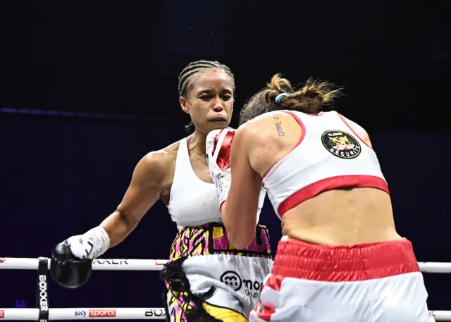 Natasha Jonas lands a punch on Ivana Habazin