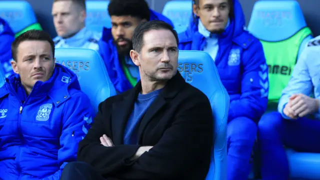 Frank Lampard looks on from the dugout