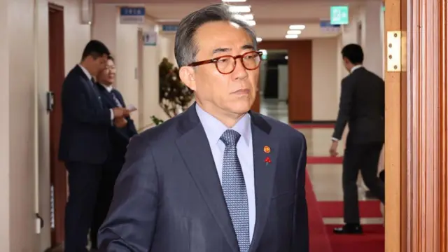 South Korean Foreign Minister Cho Tae-yul enters the venue of a Cabinet meeting, following the passage of an impeachment motion against President Yoon Suk Yeol at the National Assembly in Seoul, South Korea, 14 December 202