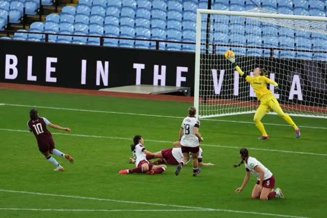 Kenza Dali of Aston Villa scores