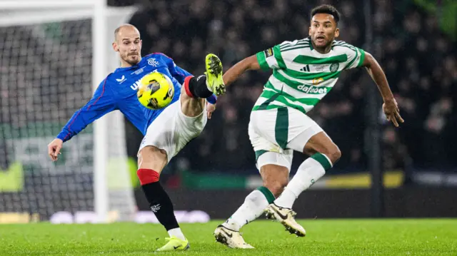 Rangers winger Vaclav Cerny with Celtic defender Auston Trusty