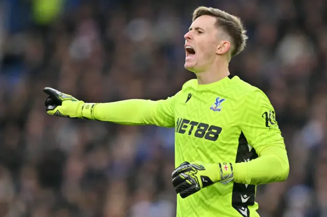 Crystal Palace goalkeeper Dean Henderson gestures