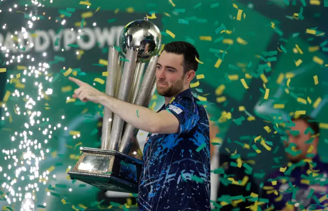 Luke Humphries with the 2024 PDC Darts World Championship