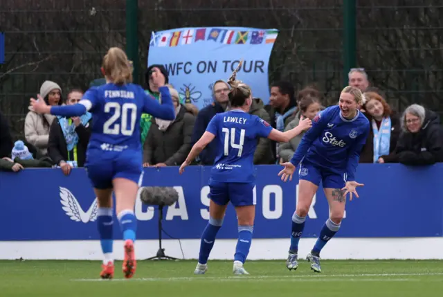 Lucy Hope of Everton celebrates