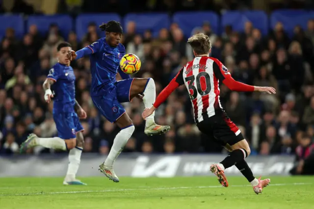 Chelsea's Noni Madueke in action