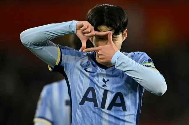 Son Heung-min celebrates