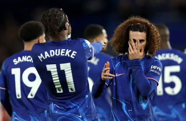 Cucurella and Madueke celebrate