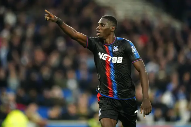 Crystal Palace's Ismaila Sarr celebrates scoring their side's third goal of the game