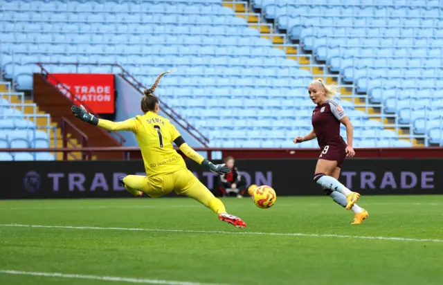 Adriana Leon of Aston Villa scores her team's second goal