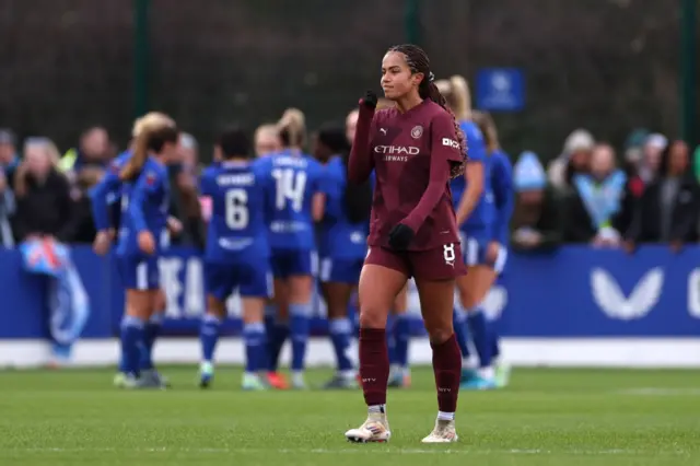 Mary Fowler of Manchester City reacts