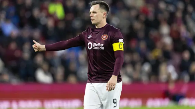 Hearts Lawrence Shankland celebrates after scoring to make it 1-0  during a William Hill Premiership match between Heart of Midlothian and Dundee at Tynecastle Park