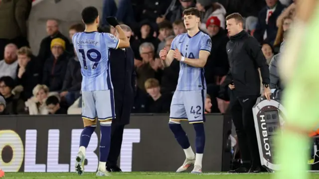 Will Lankshear of Tottenham Hotspur substitutes Dominic Solanke