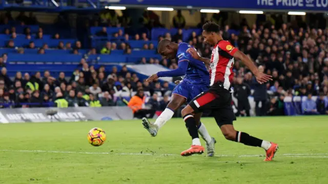 Nicolas Jackson of Chelsea scores his team's second goal