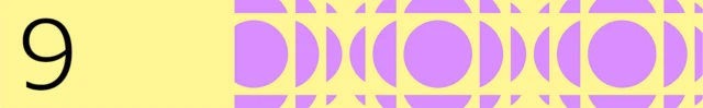 A yellow banner with purple geometric shapes on the right