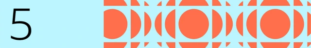 BBC created banner showing the number 5 on the left on a light blue background. Thereis an orange pattern on the right