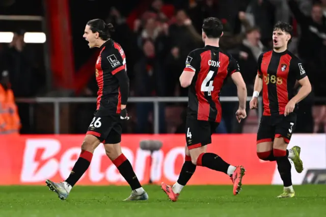 Enes Uenal of AFC Bournemouth celebrates