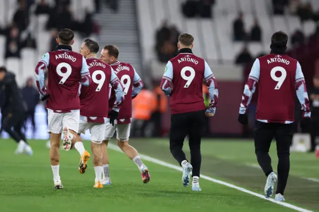 West Ham players wear Antonio shirts in tribute to their team-mate