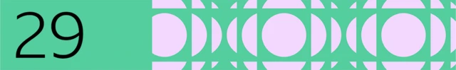 BBC generated image with the number 29 on the left with purple circles and half-circles on the right. The background is green.