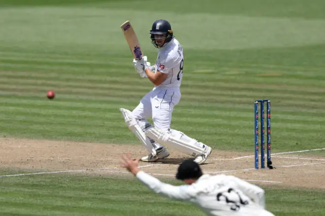 Jacob Bethell of England bats