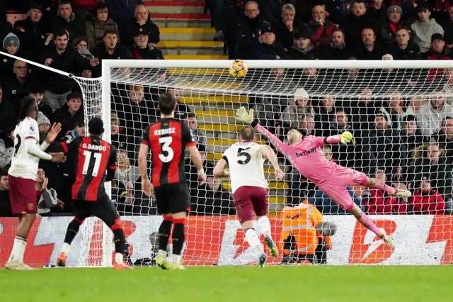 Bournemouth's Enes Unal (not pictured) scores their side's first goal of the game