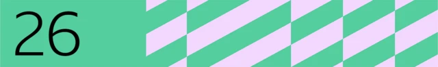 BBC generated image with the number 26 to the left. On the right there are purple rectangles. The background is green.