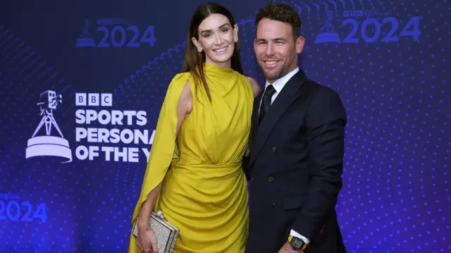 Sir Mark Cavendish and Peta Todd arriving for the 2024 BBC Sports Personality of the Year Awards