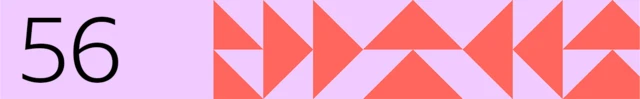 BBC generated image with the number 56 on the left with orange triangles on the right. The background is purple.