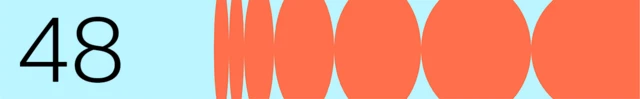 BBC generated image with the number 48 on the left and orange circles on the right. The background is blue.