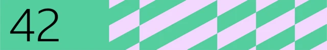 BBC generated image with the number 42 on the left hand side. There are purple rectangles on the right and the bacground is green.