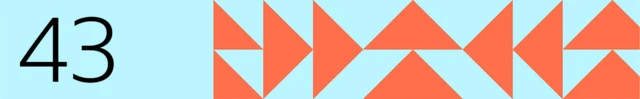 BBC generated image with the number 43 on the left with orange triangles on the right. The background is light blue.