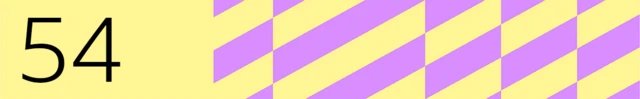 BBC generated image with the number 54 on the left and purple triangles on the right. The background is yellow.