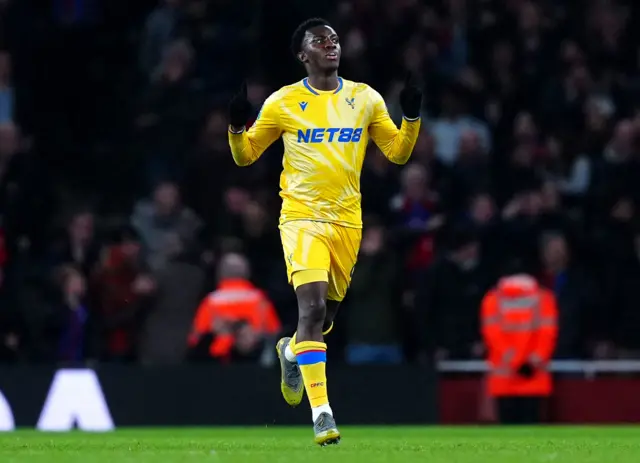 Crystal Palace's Eddie Nketiah celebrates scoring their side's second goal of the game