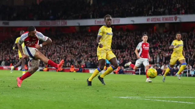 Gabriel Jesus of Arsenal scores his third goal