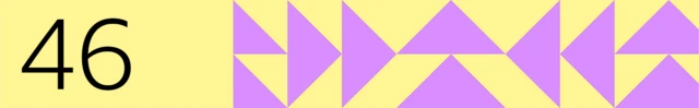 BBC generated image with the number 46 on the left and purple triangles on the right. The background is yellow