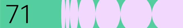 BBC generated image with the number 71 on the left with purple circles on the right. The background is green.