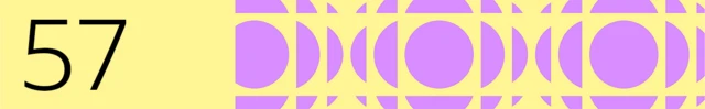 BBC generated image with the number 57 on the left and purple full and half circles on the right. The background is yellow.