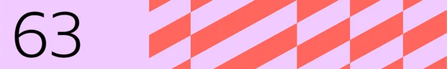 BBC generated image with the number 63 on the left and coral geometric shapes on the right. The background is pink.