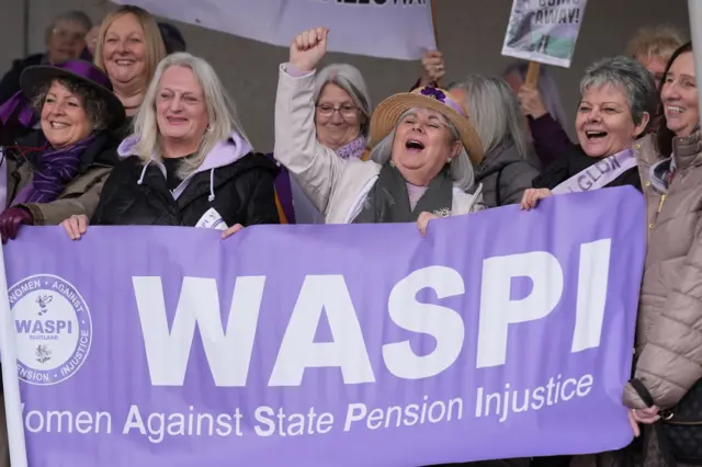 A Women Against State Pension Inequality (WASPI) protest outside the Scottish Parliament in Edinburgh