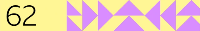 BBC generated image with the number 62 on the left and pink triangles on the right. The background is yellow.