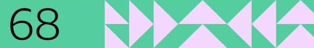 BBC generated image with the number 68 on the left, against a green background, with pink triangles on the right