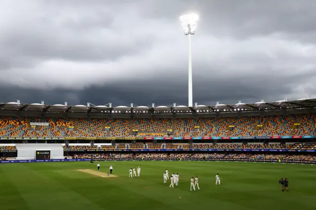 Clouds loom over the Gabba