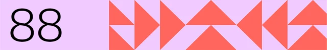 The number 88 is shown on a pink background with pink triangles