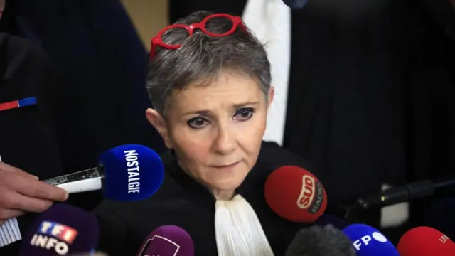 Lawyer Beatrice Zavarro, representing main defendant Dominique Pelicot, speaks to the media at the criminal court in Avignon